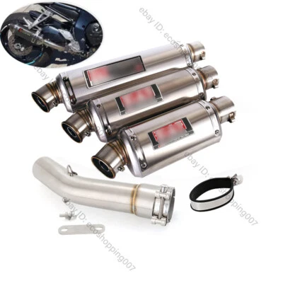 For Yamaha FZ1 Fazer 2006-2015 Exhaust Mid Pipe Slip On Muffler 310/370/440 Tips - Image 1 of 4