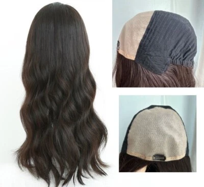 Peluca completa de seda ondulada de una longitud para mujer, parte libre de cabello humano virgen 13"~20" Foto 1 de 4