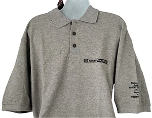 HARLEY DAVIDSON SS Shirt Polo Golf Gray Texture Button Embroider Chest46 Mens M - Picture 1 of 11
