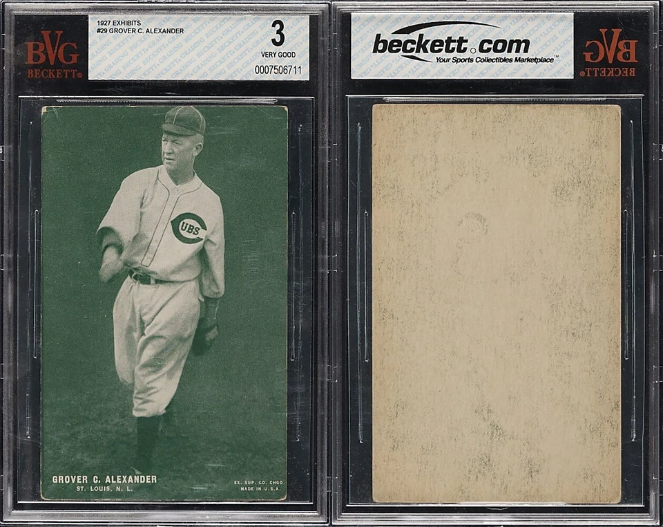1927 Exhibits Grover Cleveland Alexander St. Louis Cardinals HOF BVG 3 - Image 1 of 1
