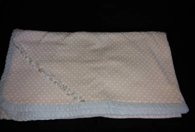 Laura Ashley Cotton Baby Blanket Pink Blue Polka Dots Flowers Reversible  - Image 1 of 2