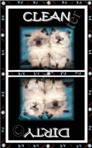 CAT DISHWASHER MAGNET (Himalayan Kittens) - 1 PIECE - (Clean/Dirty) Ship FREE! - Picture 1 of 3