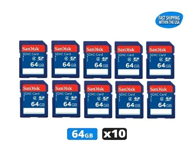 64GB Sandisk SD Cards for Digital Cameras / Trail Camera / Computers  (10 Pack) - Image 1 of 4