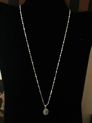 Collar plateado colgante topacio azul real circonita 20"" $195 #149 Foto 1 de 4