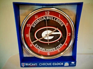 NCAA GEORGIA BULLDOGS COLLEGE WINCRAFT CHROME WALL CLOCK - Picture 1 of 2