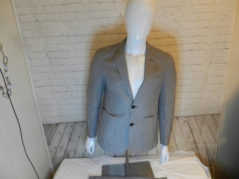 Novo Terno Hardy Amies Osso/Preto 2 Botões Algodão Micro Xadrez Tamanho 38 R W 32 L 32 - Imagem 1 de 4