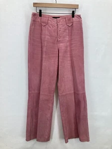 Metrostyle Leather Pants Women's 8 Tall Pink Straight Leg Lined Button Fly Y2K - Picture 1 of 13