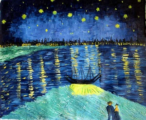 VAN GOGH Hommage "STERNENNACHT" ÖL auf Leinwand Unikat Blattgröße 50 x 60 cm - Bild 1 von 2