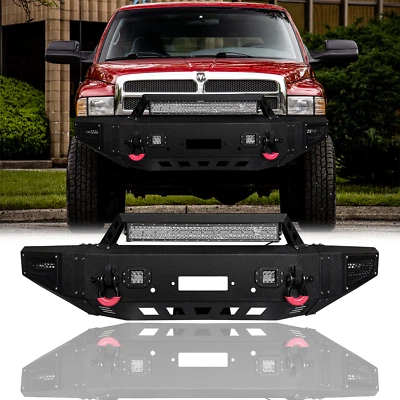 Vijay For 1994-2002 Dodge Ram 2500/3500 Steel Front Bumper W/Winch Plate&Lights Foto 1 de 4