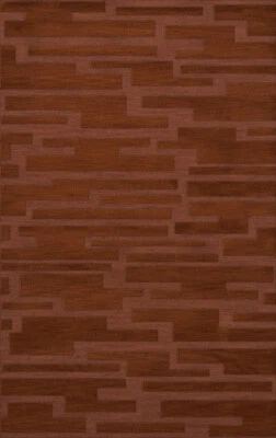 Red Transitional Hand Hooked Squares Rectangles Boxes Area Rug Patchwork DV6 - Image 1 of 2