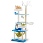Ocean-themed Cat Tree Multi-level w/Sisal Scratching Posts Dangling Toys Hammock