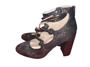 Marc Fisher Surlin Brokat Jacquard Pumps Größe 7,5 M schwarz gold Blockabsatz - Bild 1 von 6