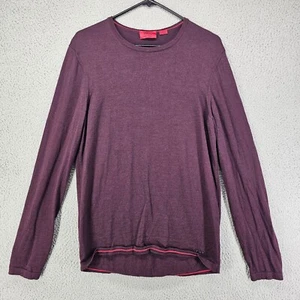 Hugo Boss Sweater Mens Large Maroon Slim Extrafine Merino Wool Stretch Pullover - Picture 1 of 10