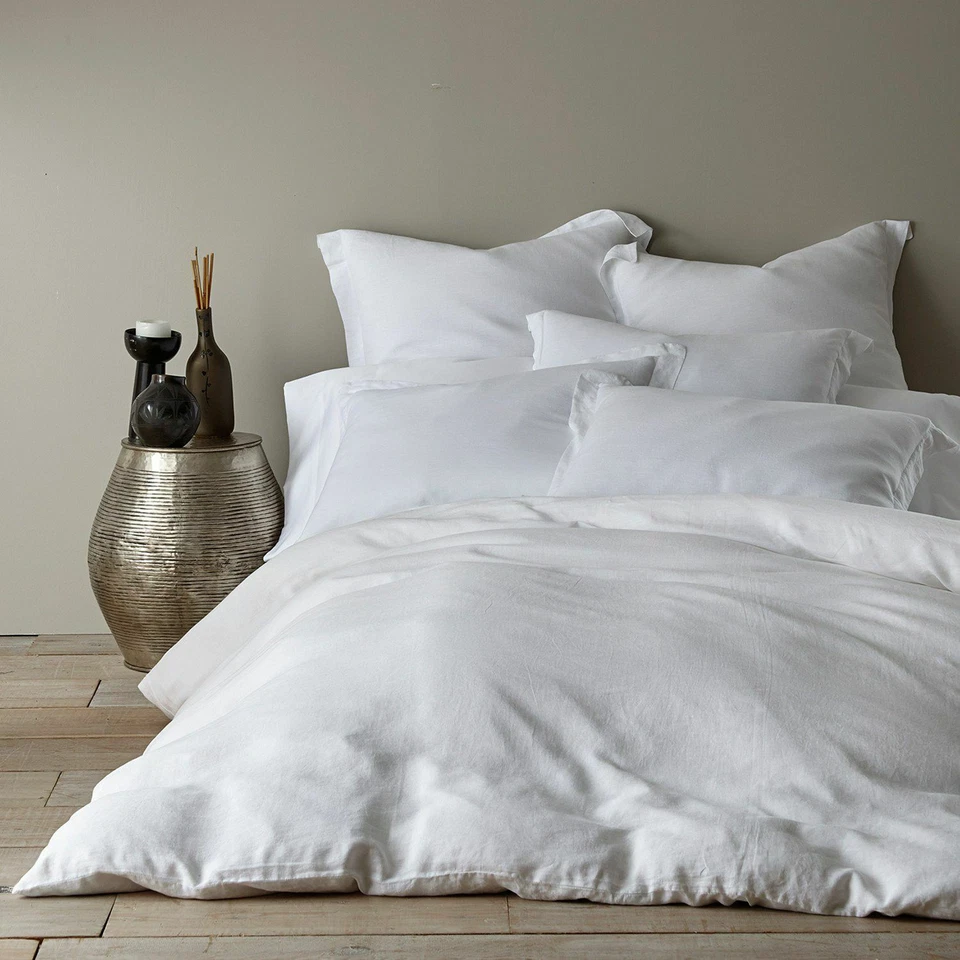 Levtex Washed Linen White Queen Duvet Cover