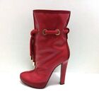 Auth DSQUARED2 - Red Coated Canvas Leather Women's Boots
