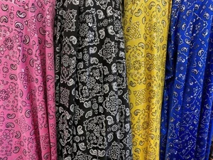 New Paisley Bandana Design Print On Great Quality Of Nylon Spandex With Foil - Picture 1 of 12