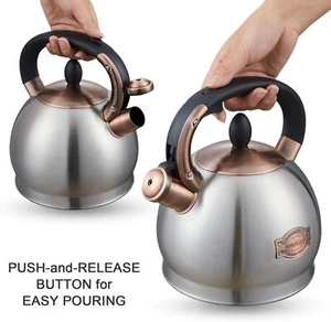 Tea Kettle -2.8 Quart Tea Kettles Stovetop Whistling Teapot Stainless Steel Tea - Picture 1 of 8