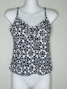 Lands' End Sz 6 P Swimsuit Tankini Top Black Gray Nwot Underwire - Picture 1 of 8