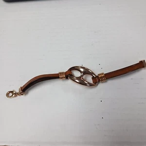 Milor Signed Bronze Leather Status Link Station Bracelet Bronzo Italia - Picture 1 of 7