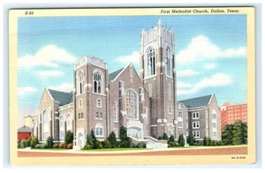 Vintage First Methodist Church Dallas Texas Leinen Postkarte D-89 - Bild 1 von 2