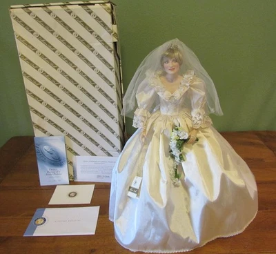 Franklin Como Nuevo Princesa Diana Porcelana Vestido de Boda Conjunto Novia Muñeca Certificado de Autenticidad Foto 1 de 4
