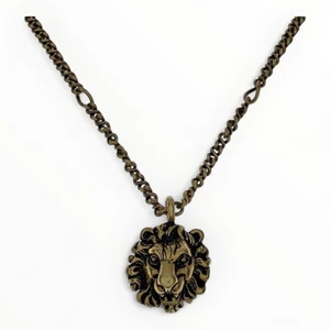 GUCCI Collana Testa di Leone Oro Uomo Autentico Uomo H:1.02” L:0.75” 6729 - Foto 1 di 5
