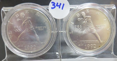 2 - UNC Commemorative Silver Dollars No Packaging Both 1992 - Image 1 of 2