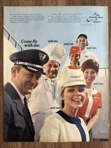 Fly The Friendly Skies Of United Vintage Print Ad Captain Stewardess Airplane  - Picture 1 of 11