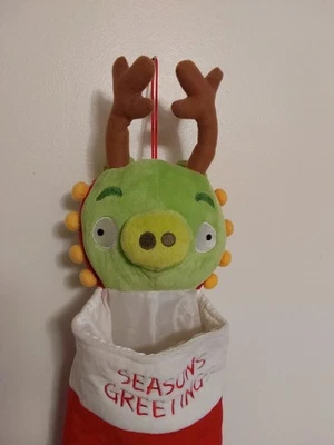 Angry Birds Reindeer Pig Christmas Stocking 26” Musical Plush 2014 Gemmy WORKS - Image 1 of 4
