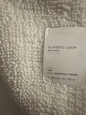 Tapete de banho Pottery Barn clássico 24 X 64 algodão orgânico branco - Imagem 1 de 4
