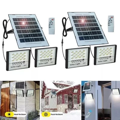 2PCS Solar Powered LED Double Lights Garage Shed Light Garden Indoor Outdoor New - Image 1 of 4