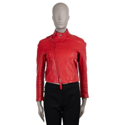 72347 подлинный CHRISTIAN DIOR красная кожа 2018 шаман мотоциклиста куртка 36 XS - Изображение 1 из 4