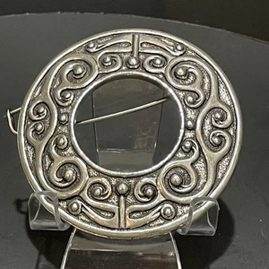 Signed Celtic Penannular Brooch Kilt Clothing Latch Metal Symbol Functional Gift - Picture 1 of 9