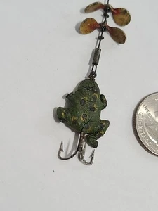 Antique Pflueger Kormish Frog ⅞" Fishing Lure On Pflueger Tandem In Line Spinner - Picture 1 of 3