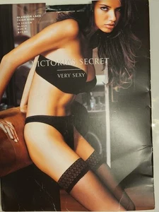 VICTORIA'S SECRET VERY SEXY GLAMOUR LACE Thigh High Stockings 15 Denier Black B - Picture 1 of 3