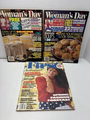 Vintage  Woman's Day and Women First Lot of 3 Magazines January March 1989 - Image 1 of 4