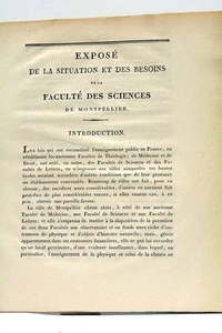 EXPOSE de la situation et des Besoins de la Faculté des Sciences de Montpe 1826 - Picture 1 of 7