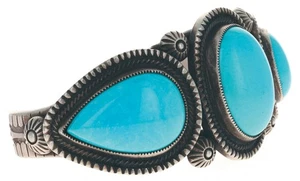 Pulsera Fila Turquesa La Bella Durmiente Natural Por Artista Navajo Calvin Martínez - Imagen 1 de 4