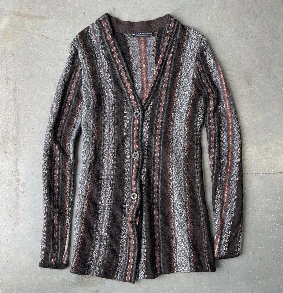 Peruvian Connection Women's Extra Small Alpaca Blend Long Cardigan Sweater Gray - Image 1 of 4