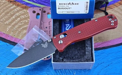 BENCHMADE 535 Bugout 3.24" S30V PERSONALIZADO Aluminio "Rojo Tostado" + TITANIO x4! Foto 1 de 4