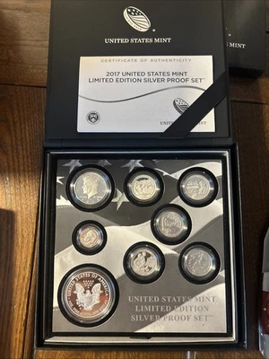 2017 LIMITED EDITION SILVER PROOF SET with 2017S SILVER EAGLE Code 17RC 8 COINS - Image 1 of 4