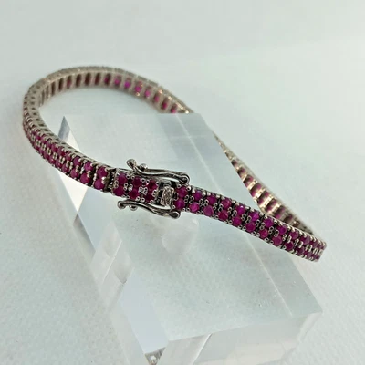 Sterling Silver Ruby Tennis Bracelet 7 inches — 第 1/4 张图片