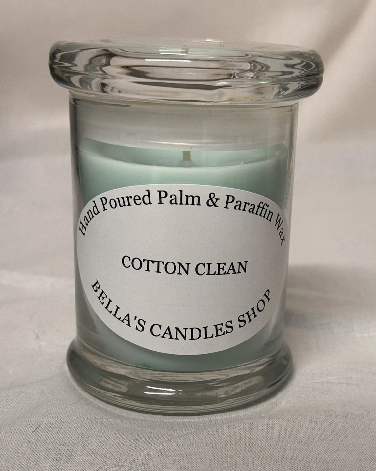 Vela perfumada COTTON CLEAN 8 OZ vertida a mano Foto 1 de 3