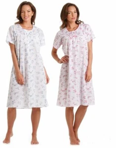 Lady Olga Short Sleeve Nightie Floral Poly Cotton Nightdress Size 10-32 - Picture 1 of 3