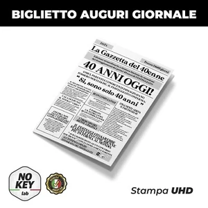 Biglietto auguri giornale compleanno 30 40 50 60 anni uomo donna - Imagen 1 de 2