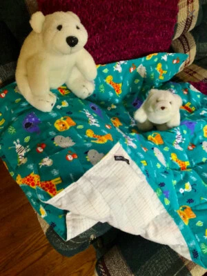 MANTA PONDERADA/embarcado a tierra juvenil 6 lb.Algodón con animales plateados 30" x 39" Foto 1 de 4