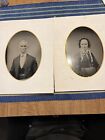 Civil War Era Pair Full Plate Tintypes Husband And Wife Identified Fd28