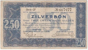 Netherlands 2.50 Silver Gulden Banknote 1938 Very Fine Condition Pick# - Picture 1 of 2