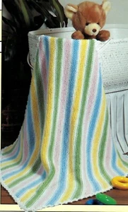 HÜBSCHES Candystripe Baby Afghan/Strick- & Häkelanleitung NUR ANLEITUNG - Bild 1 von 1