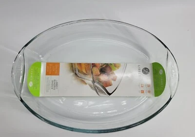 Libbey Baker's Basics 12.8"x 10"x 2.5" Oval Glass Bake Dish 4.3 Quart Casserole  - Image 1 of 4